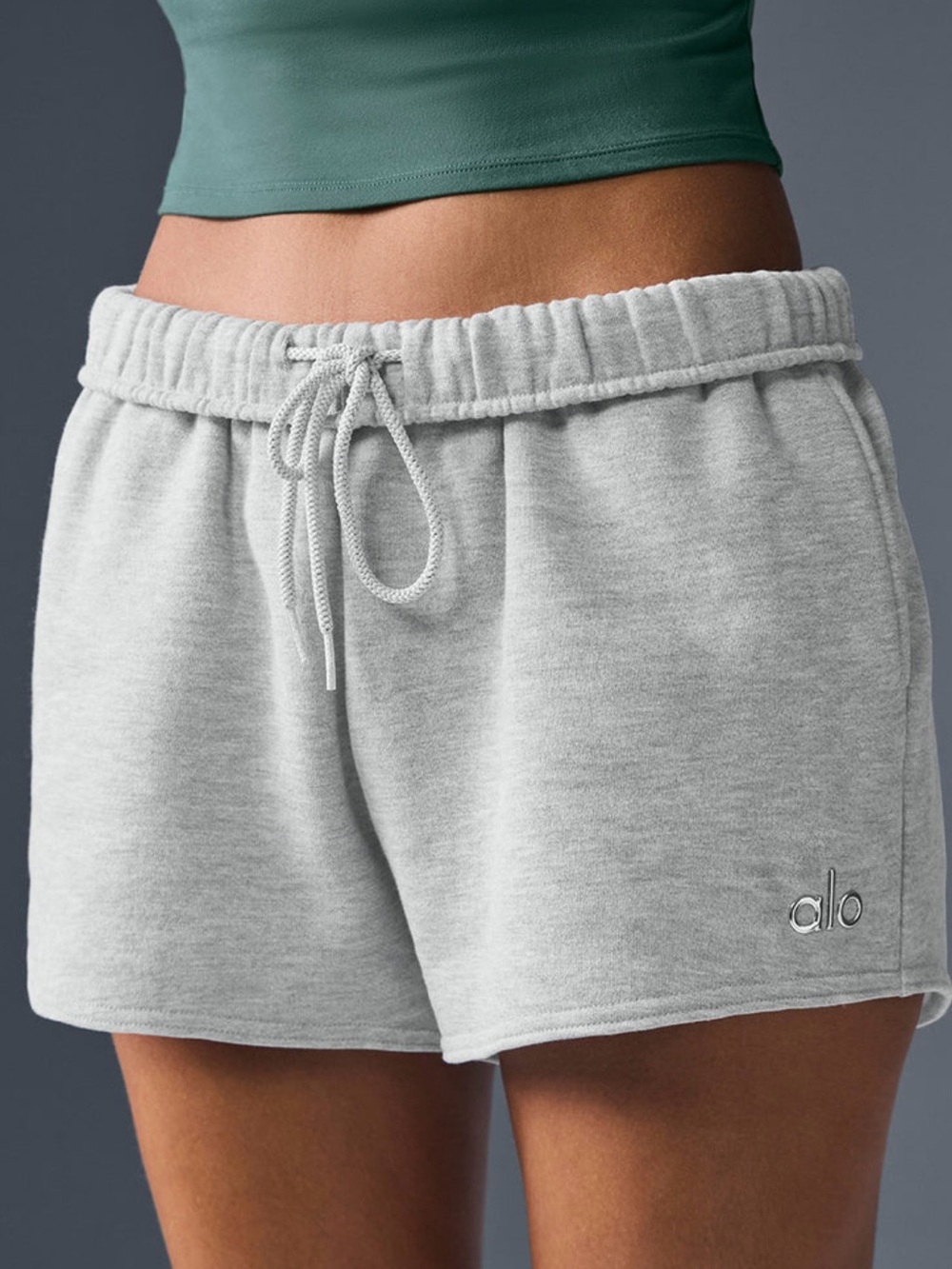 ALO Yoga Light Gray Fleece Athletic Lounge Shorts